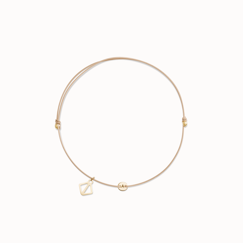 Create Your Own - Tiny Initial Bracelet - Beige