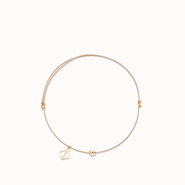 Create Your Own - Tiny Initial Bracelet - Beige