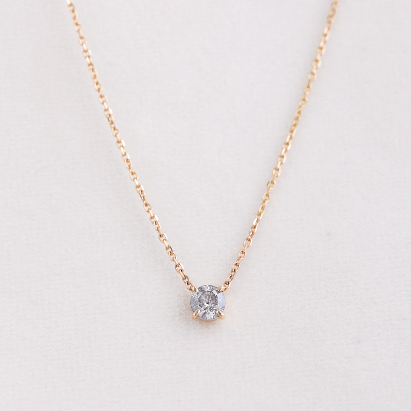 Solitary Diamond Necklace - 0.35ct Salt & Pepper Diamond